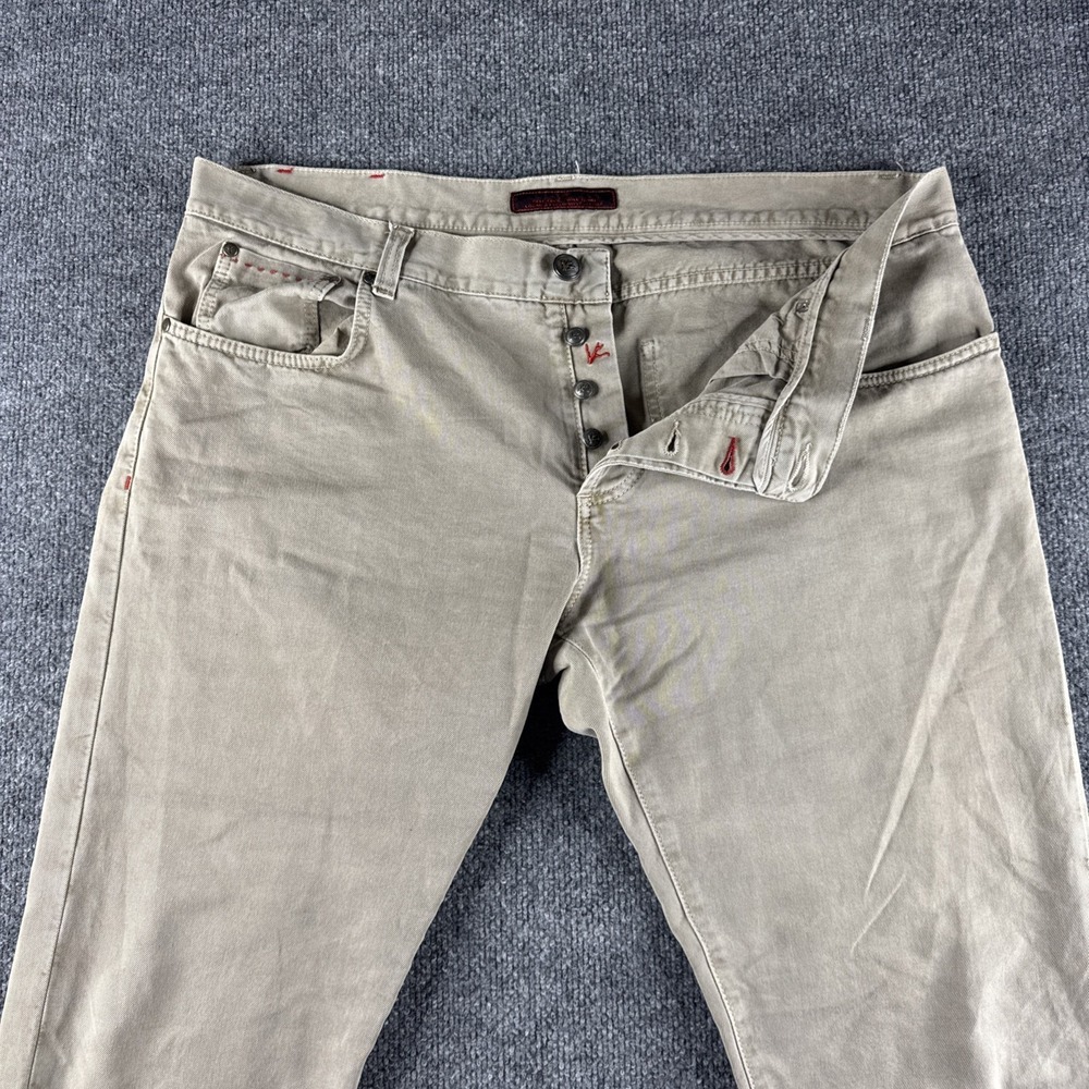 Isaia Napoli Jeans Men 40x30 Beige Self Edge Twill‎ Selvedge Button Fly Denim